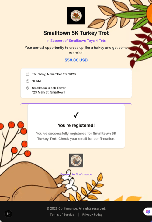 Registration confirmation